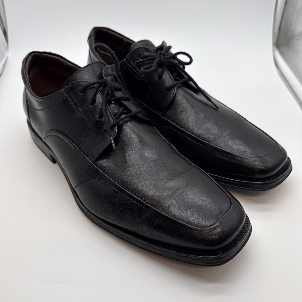 Johnston & Murphy Sheepskin Mens 11M Lace Up Shoe Square Toe Casual Dress Black